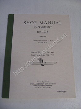 1938 Cadillac 38-60, 60s, 65, 75 & 90 LaSalle 38-50 Shop manual supplement