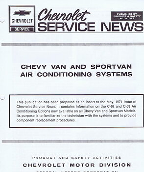 1971 Chevrolet Service News Chevy VAn Sportvan Air Conditioning Systems