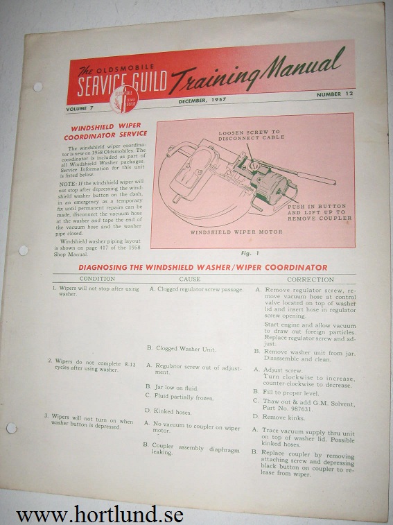 1958 Oldsmobile Service Guild Training Manual December 1957 