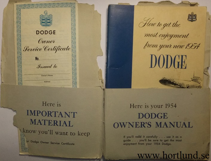 1954 Dodge Owners Manual