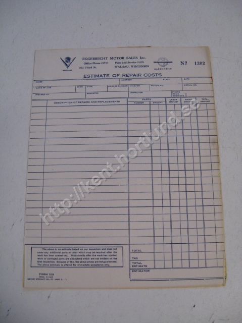 1952 Cadillac estimate of repair costs