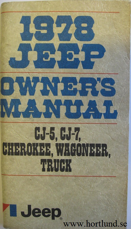 1978 Jeep  Owner's Manual alla modeller