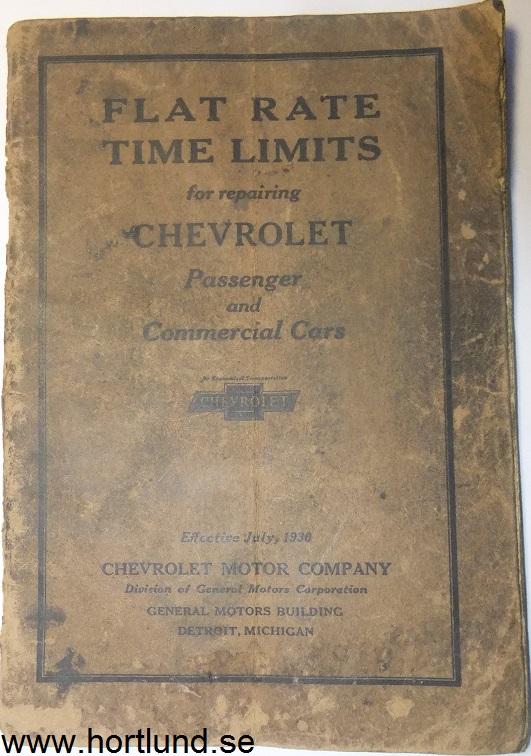 1936 Chevrolet Flat Rate Time Limits