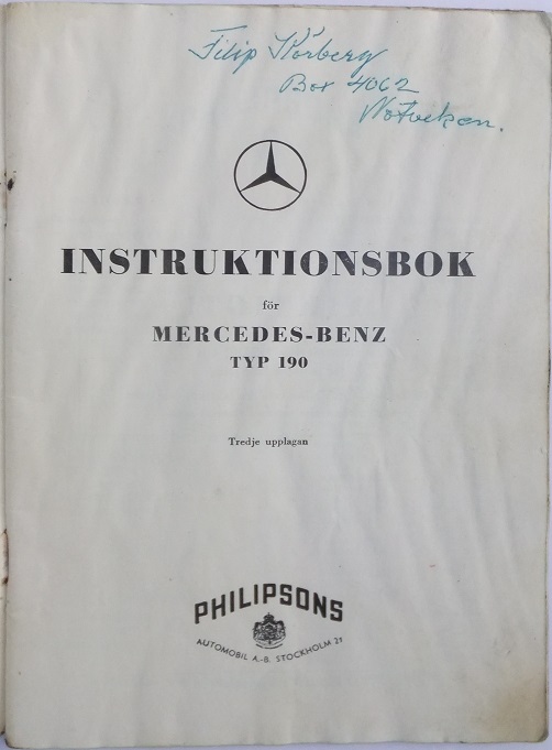 1959 Mercedes-Benz 190 Instruktionsbok - 3
