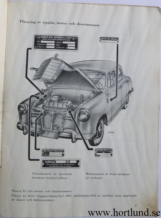 1959 Mercedes-Benz 190 Instruktionsbok - 4