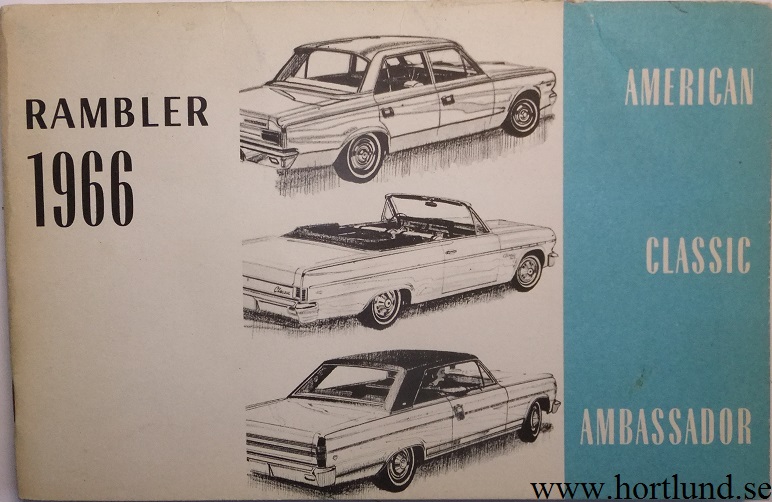 1966 Rambler American, Classic, Ambassador Instruktionsbok