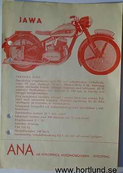 1950 Jawa 250 broschyr