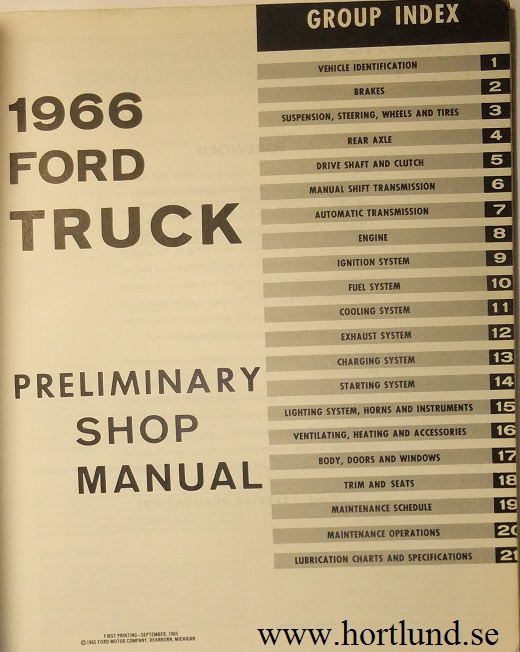 1966 Ford Truck Preliminary Shop Manual - 2