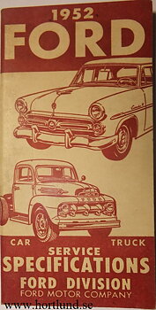 1952 Ford Service Specifications Car Truck