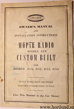 1954 Dodge Radio Model 828 Owner's Manual