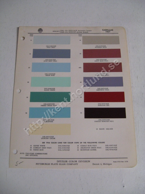 1957 Cadillac Colors Ditzler