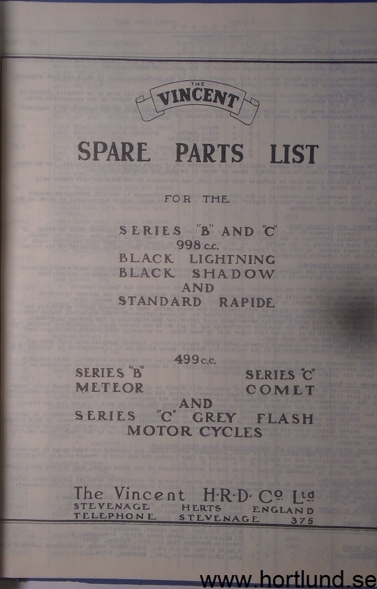 1950-tal Vincent Spare Parts List - 3