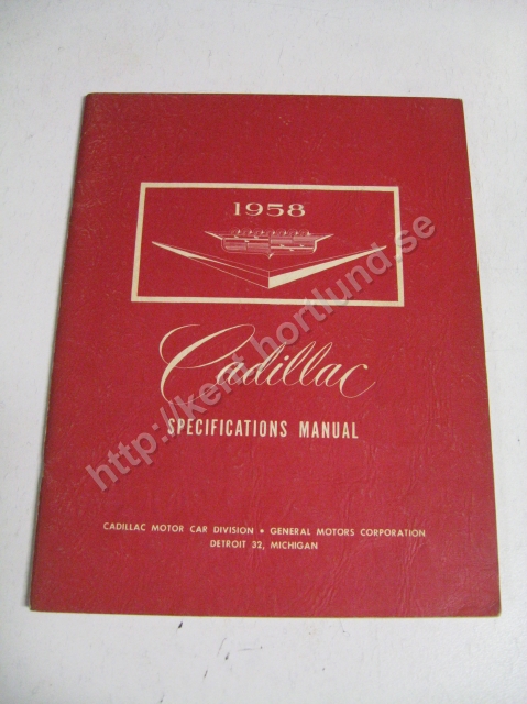 1958  Cadillac Specifications Manual