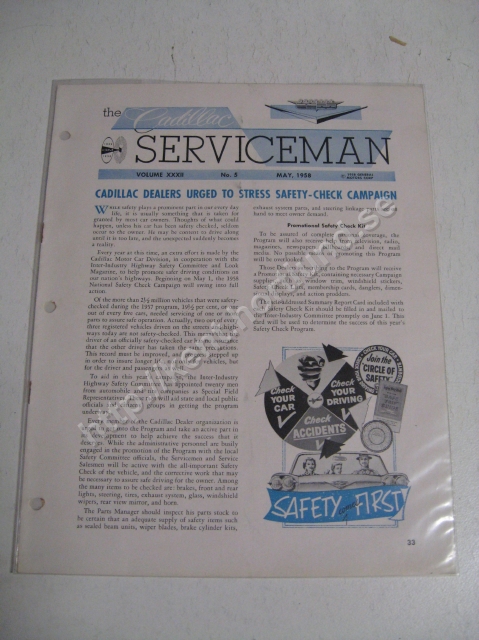 1958  Cadillac Serviceman Magazine