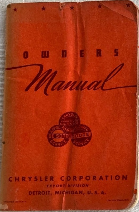 1951 Chrysler Plymouth Dodge De Soto Owners Manual