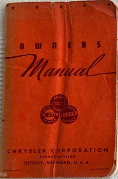 1951 Chrysler Plymouth Dodge De Soto Owners Manual