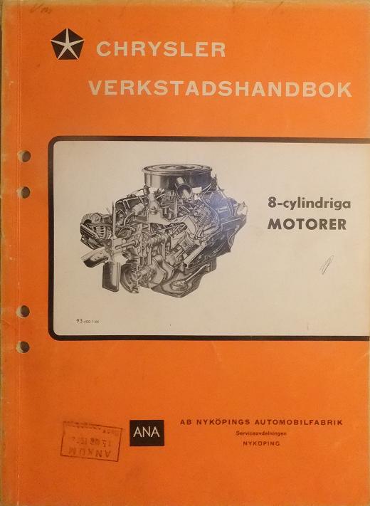 1966 Chrysler Verkstadshandbok 8-cylindriga motorer svensk original
