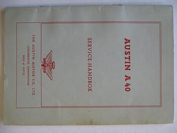 1950 1951 Austin A 40 Dorset och Devon Saloon Instruktionsbok