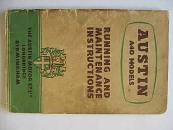 1952 1953 Austin A 40 Instruktionsbok
