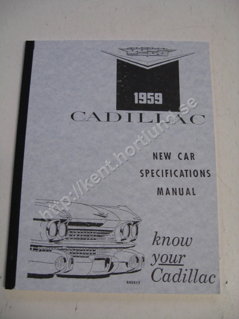 1959 Cadillac New Car Specifications Manual