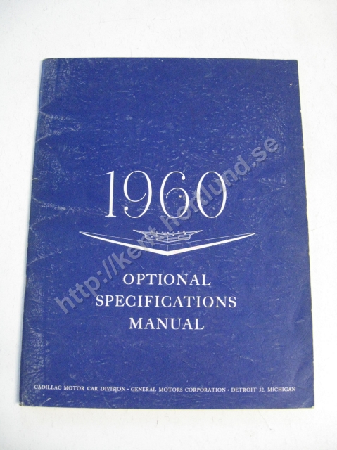1960 Cadillac Option Specification Manual