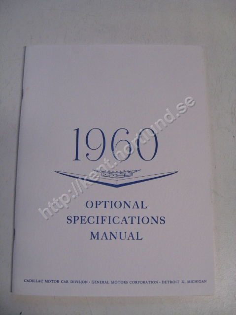 1960 Cadillac Optional Specifications Manual