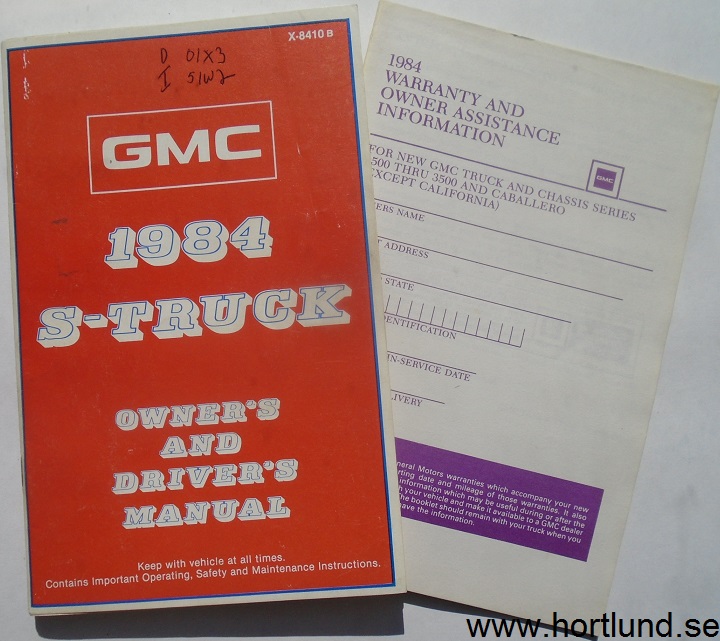 1984 GMC S-Truck Owner's and Driver's Manual