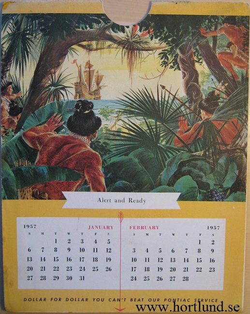 1957 Pontiac Indian kalender reklam - 3