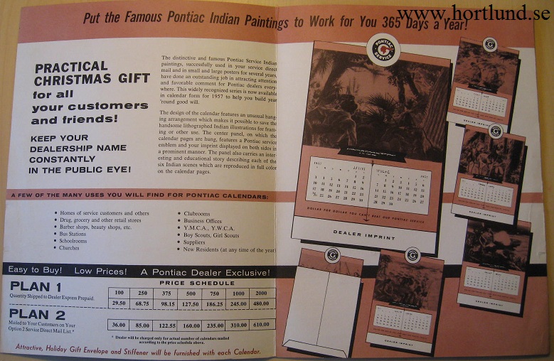 1957 Pontiac Indian kalender reklam - 2