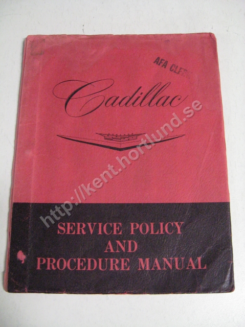 Cadillac Service Policy and Procedure Manual