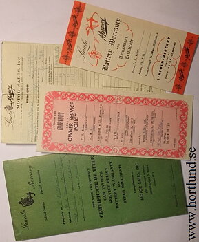 1951 Mercury Owners Manual fodral med papper