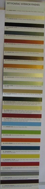1977 Pontiac alla modeller Colors broschyr - 2