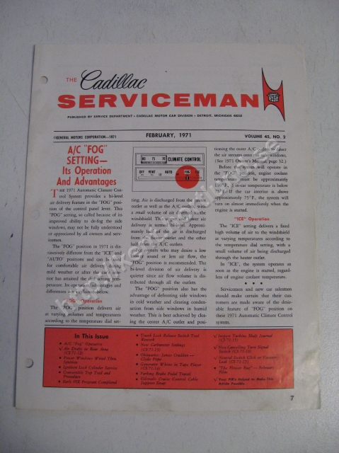 1971 Cadillac The cadillac serviceman Magazine