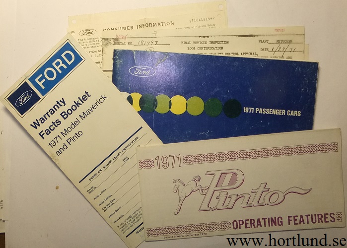 1971 Ford Pinto Owners Manual