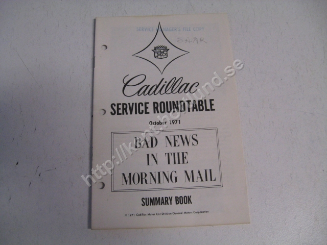 1972 Cadillac Service roundtable summary book