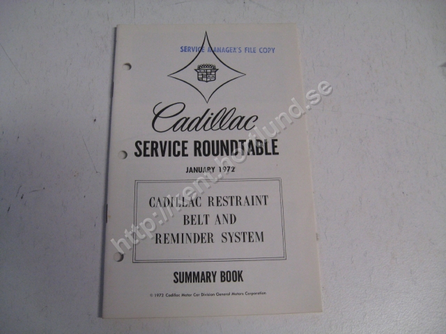 1972 Cadillac Service roundtable summary book