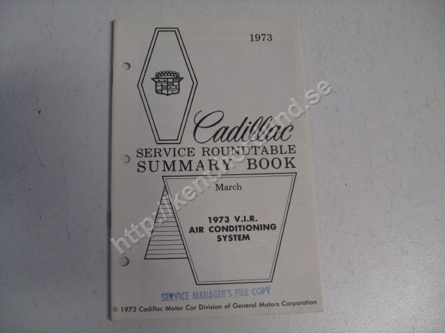 1973 Cadillac Service roundtable summary book