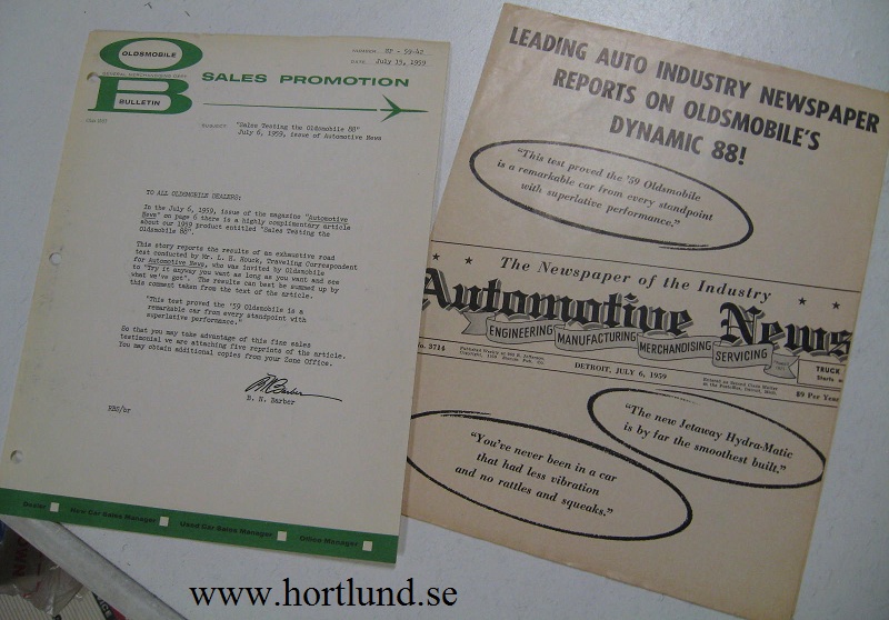 1959 Oldsmobile 88 broschyr särtryck
