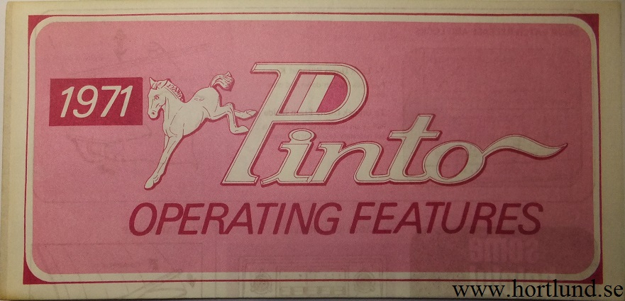 1971 Ford Pinto Owners Manual 5:th edit