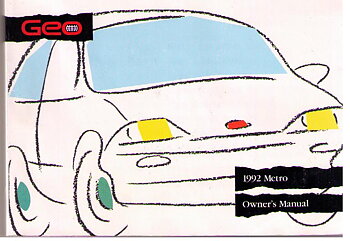 1992 Geo Metro Owner's Manual Instruktionsbok