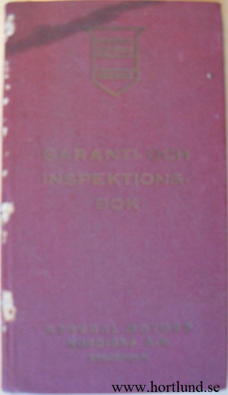 1947 GM Garanti- och Inspektionsbok