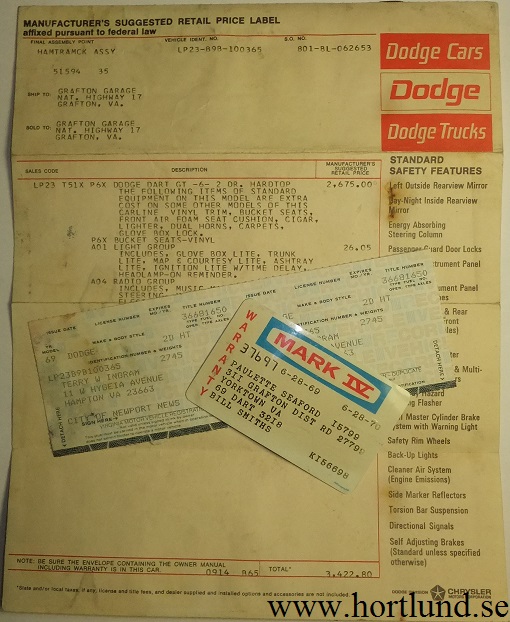 1969 Dodge Dart GT Offert