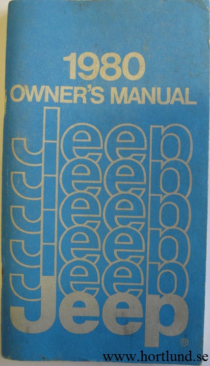 1980 Jeep  Owner's Manual alla modeller