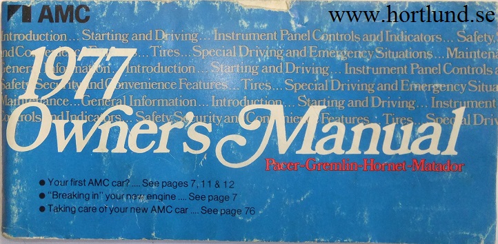 1977 AMC Owner's Manual