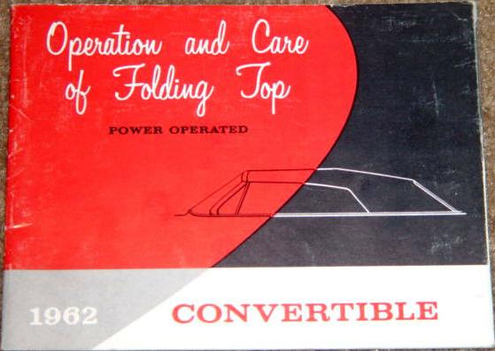 1962 GM Convertible Operation and Care of Folding Top