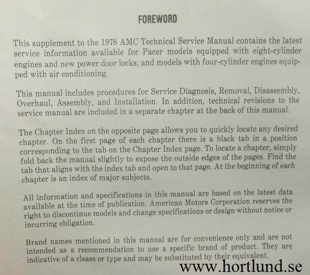 1978 AMC Pacer Technical Service Manual spplement 1 - 3