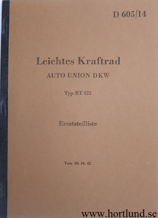 1940 - 1941 DKW RT 125 Reservdelskatalog