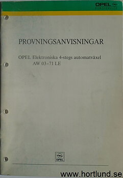 1988 Opel Automat AW 03-71 LE Provningsanvisningar