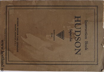 1926 Hudson Super-Six Instruction Book