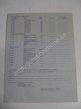 1980 Cadillac pricelist on litterature